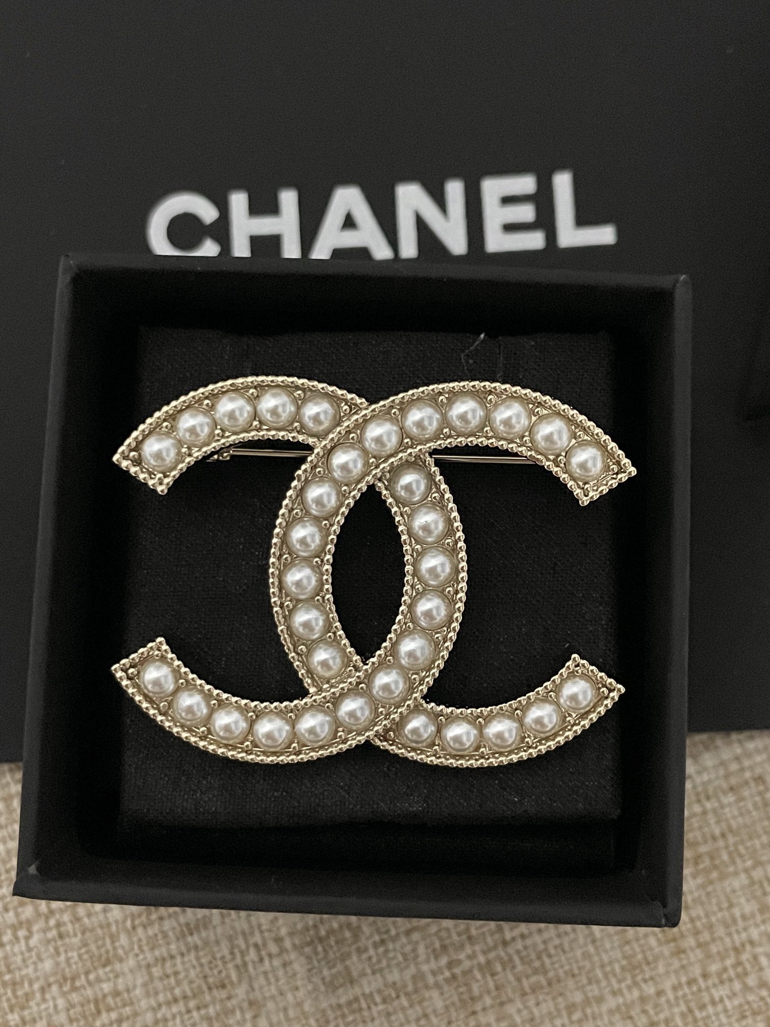 Chanel Brass Pearl Brooch
