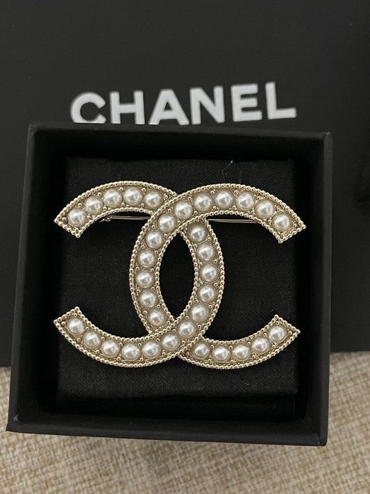 Chanel Brass Pearl Brooch