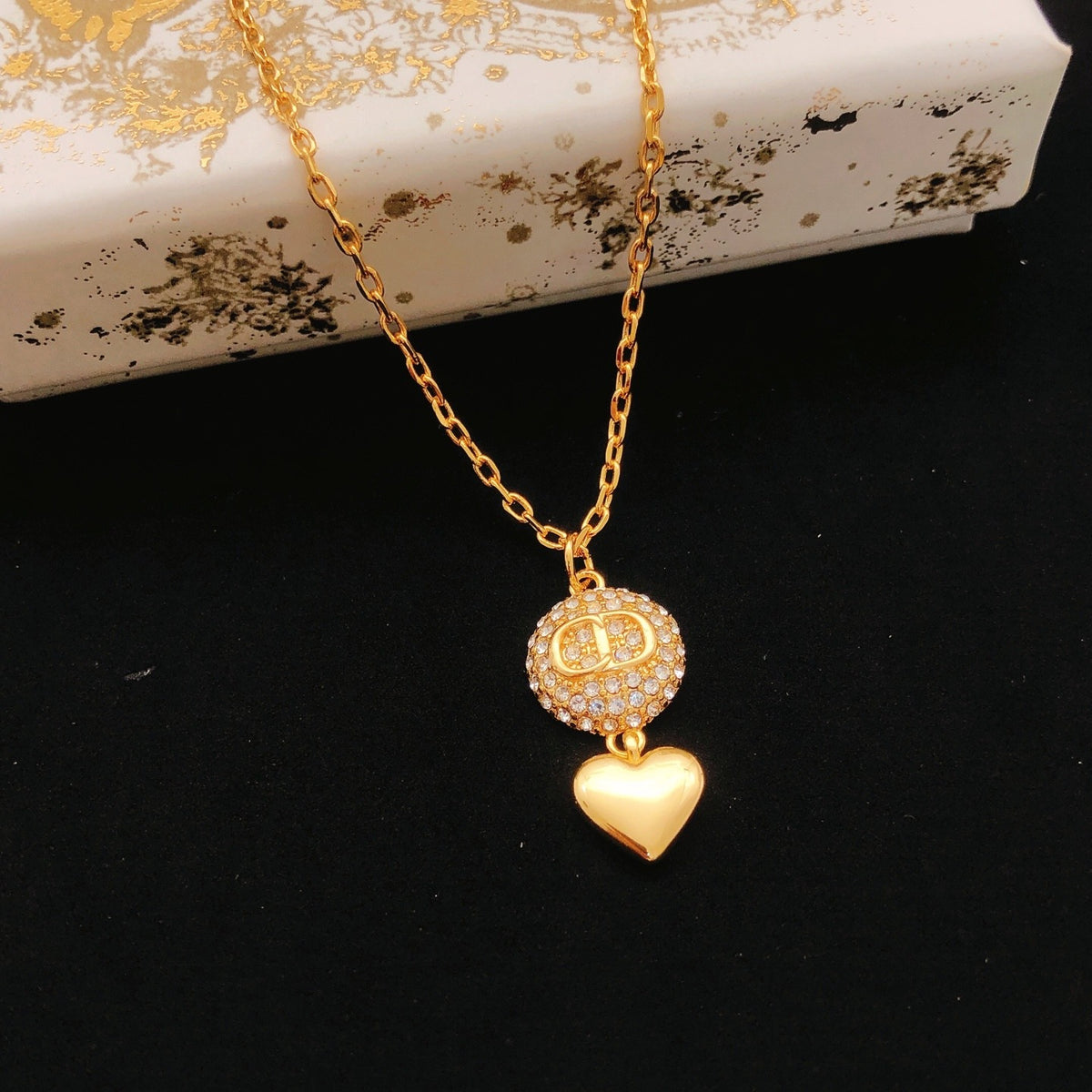 Dior Gold Brass Heart Necklace