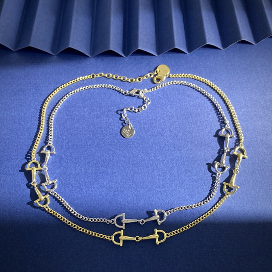 Gucci Silver Brass Horsebit Necklace