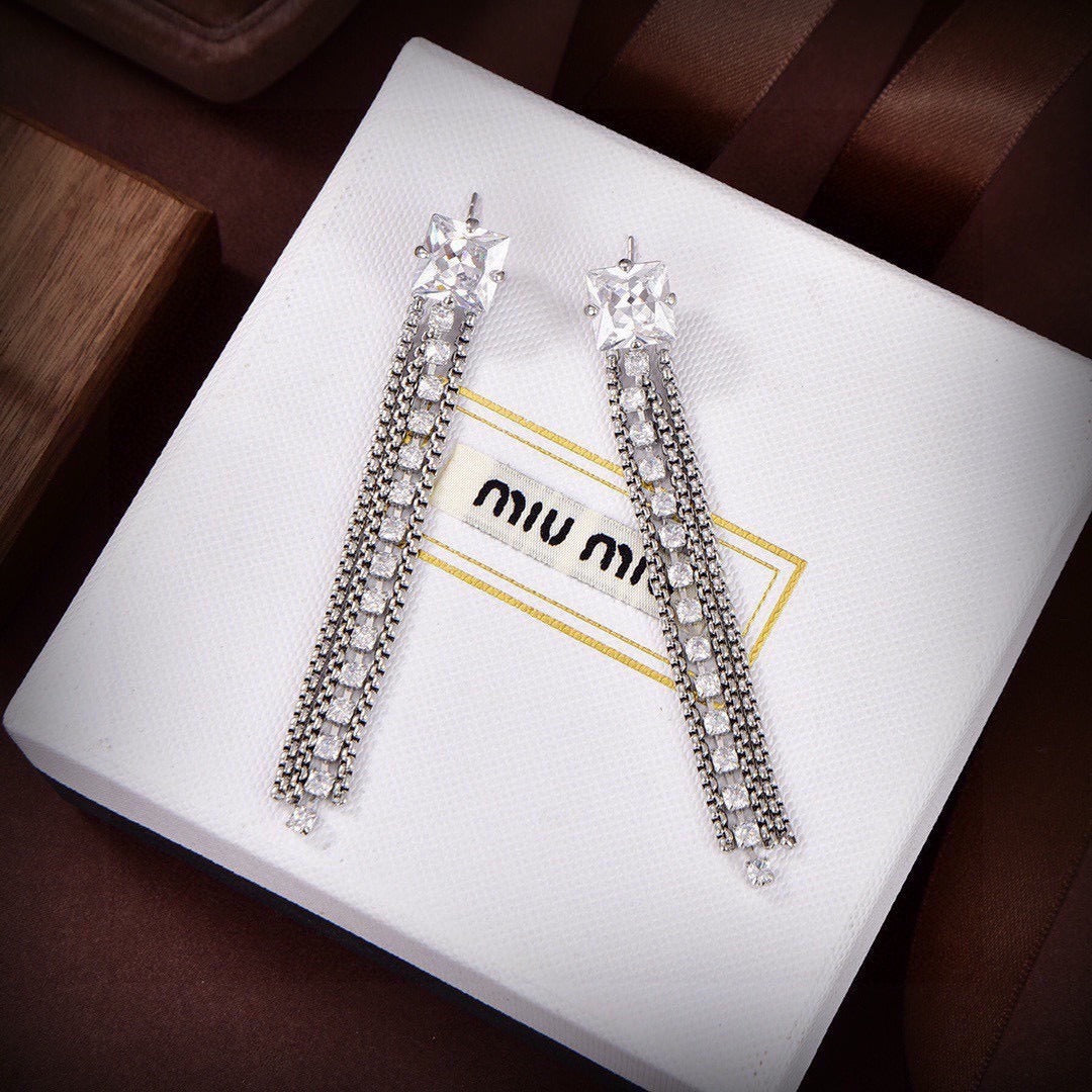 Miu Miu Brass Tassel Earrings