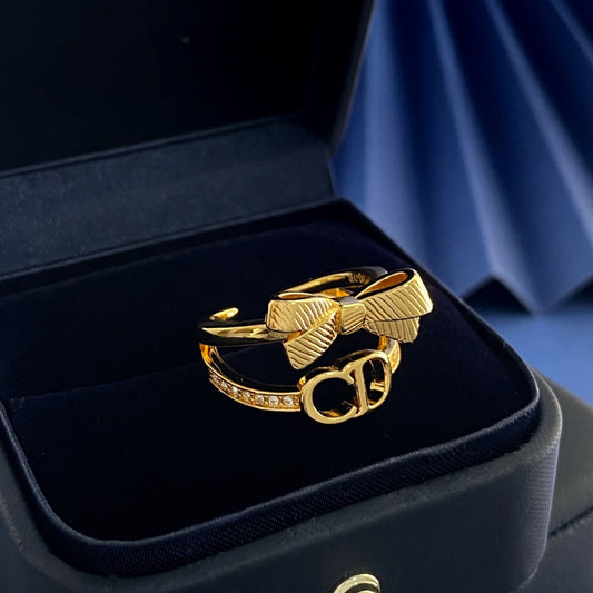 Dior Gold Brass Bow Ring