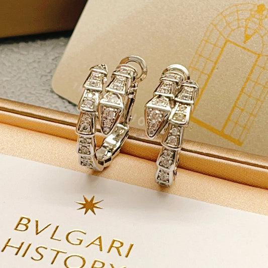 Bvlgari Silver Brass Serpent Earrings