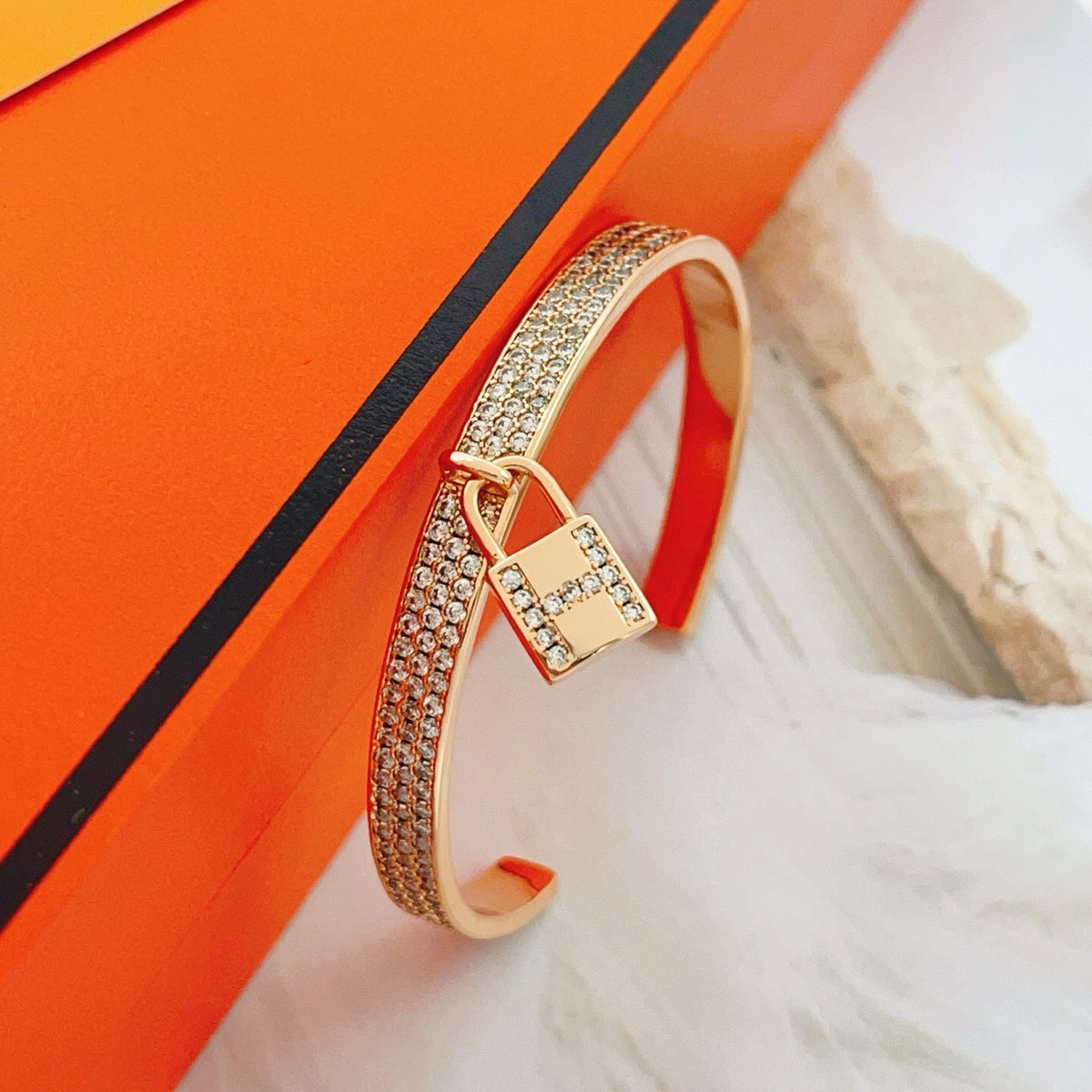 Hermes Brass Pave Bracelet