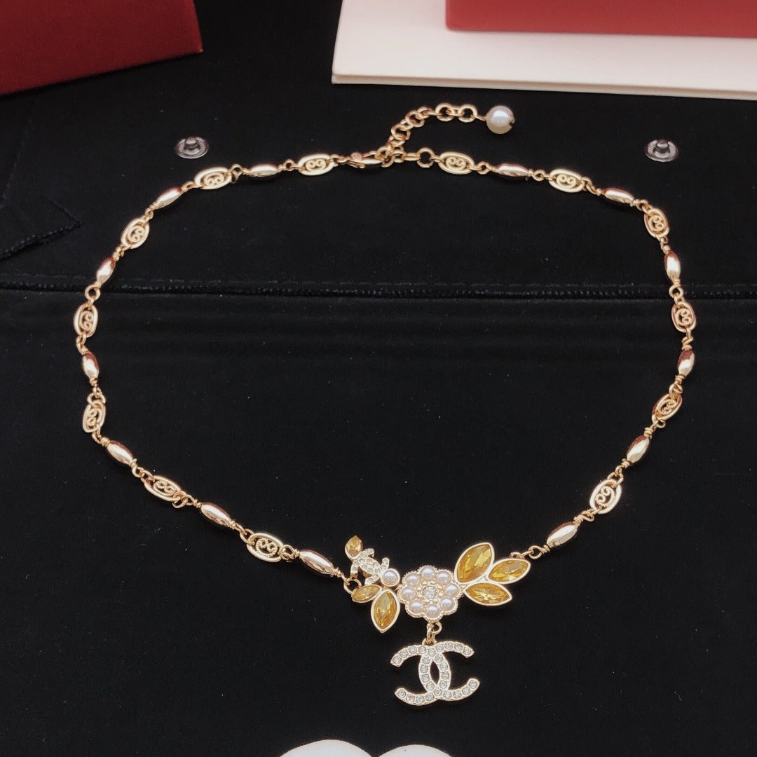 Chanel Brass Floral Necklace