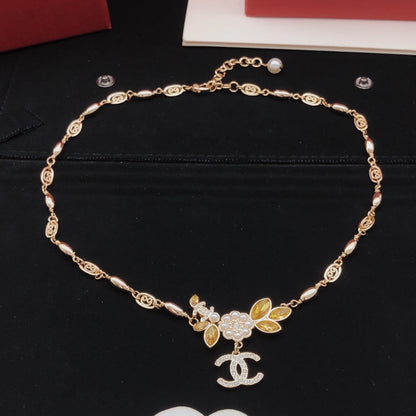 Chanel Brass Floral Necklace