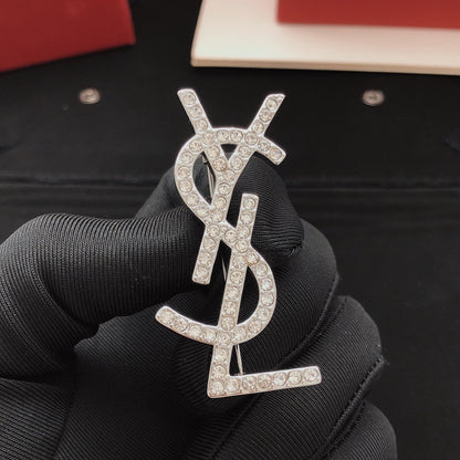 Saint Laurent Silver Brass Brooch