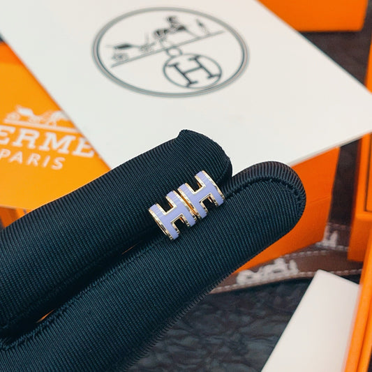 Hermes Purple Brass Earrings