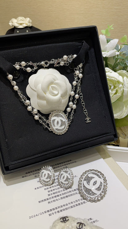 Chanel White Brass Pearl Necklace