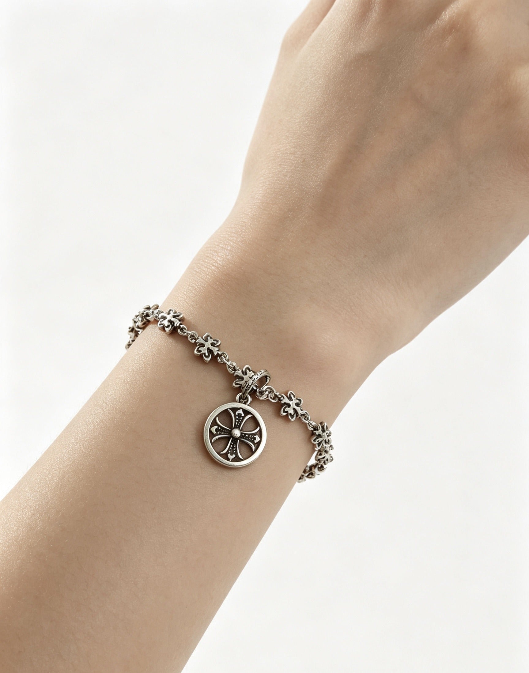 Chrome Hearts Sterling Silver Cross Bracelet