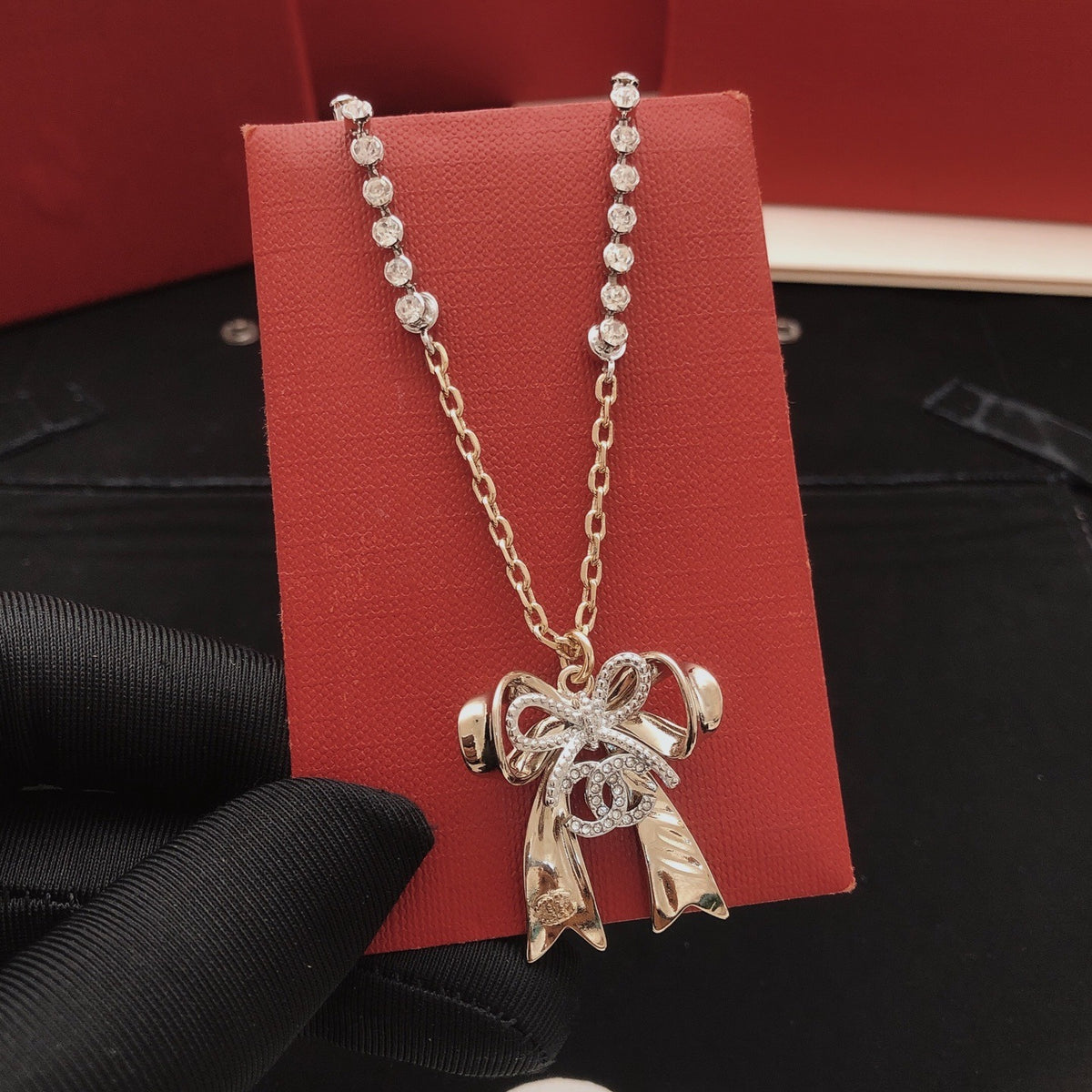 Chanel Brass Bow Necklace