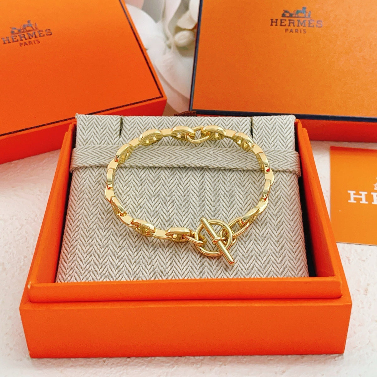 Hermes Gold Brass Bracelet