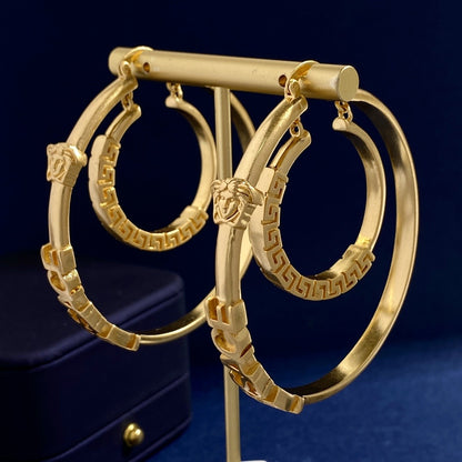 Versace Brass Logo Earrings