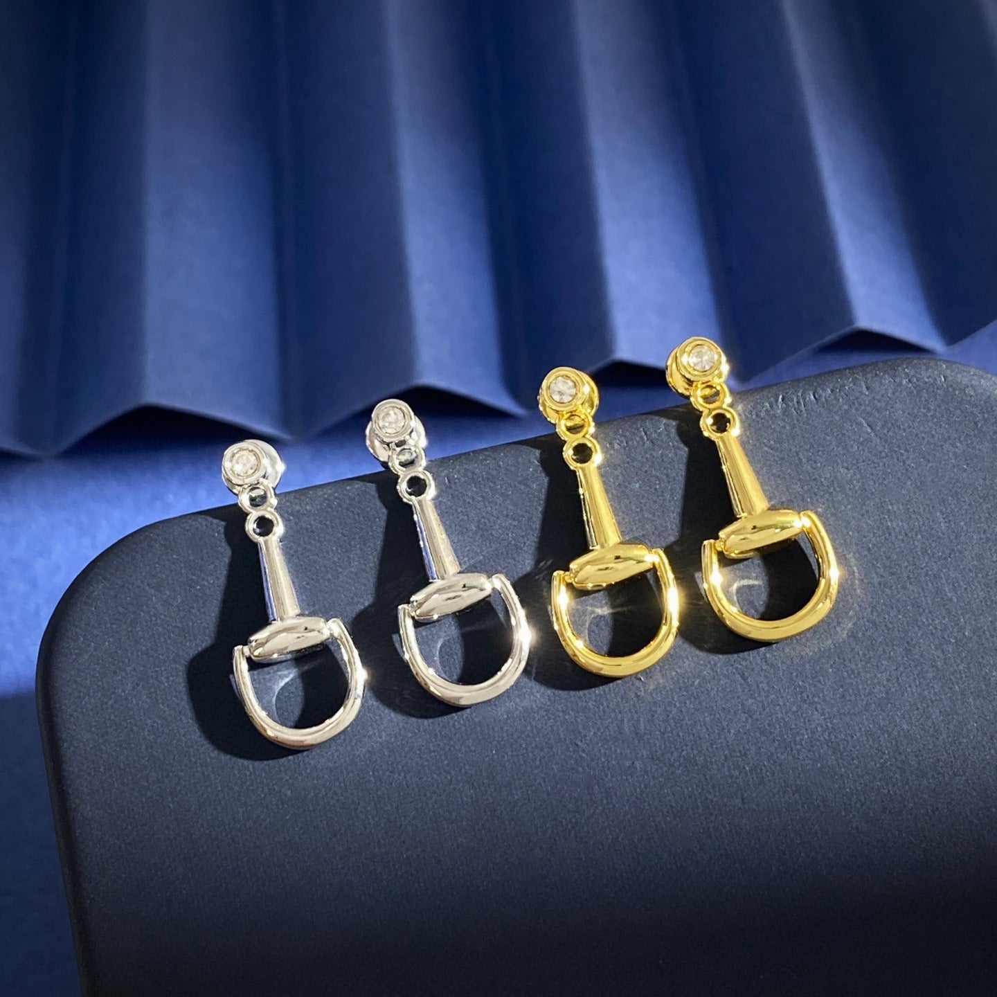 Gucci Silver Brass Horsebit Earrings