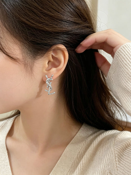 Saint Laurent Sterling Silver Vintage-Finish Earrings