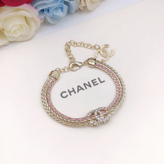 Chanel Pink Leather Bracelet