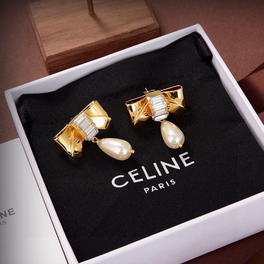 Celine Brass Bow Earrings