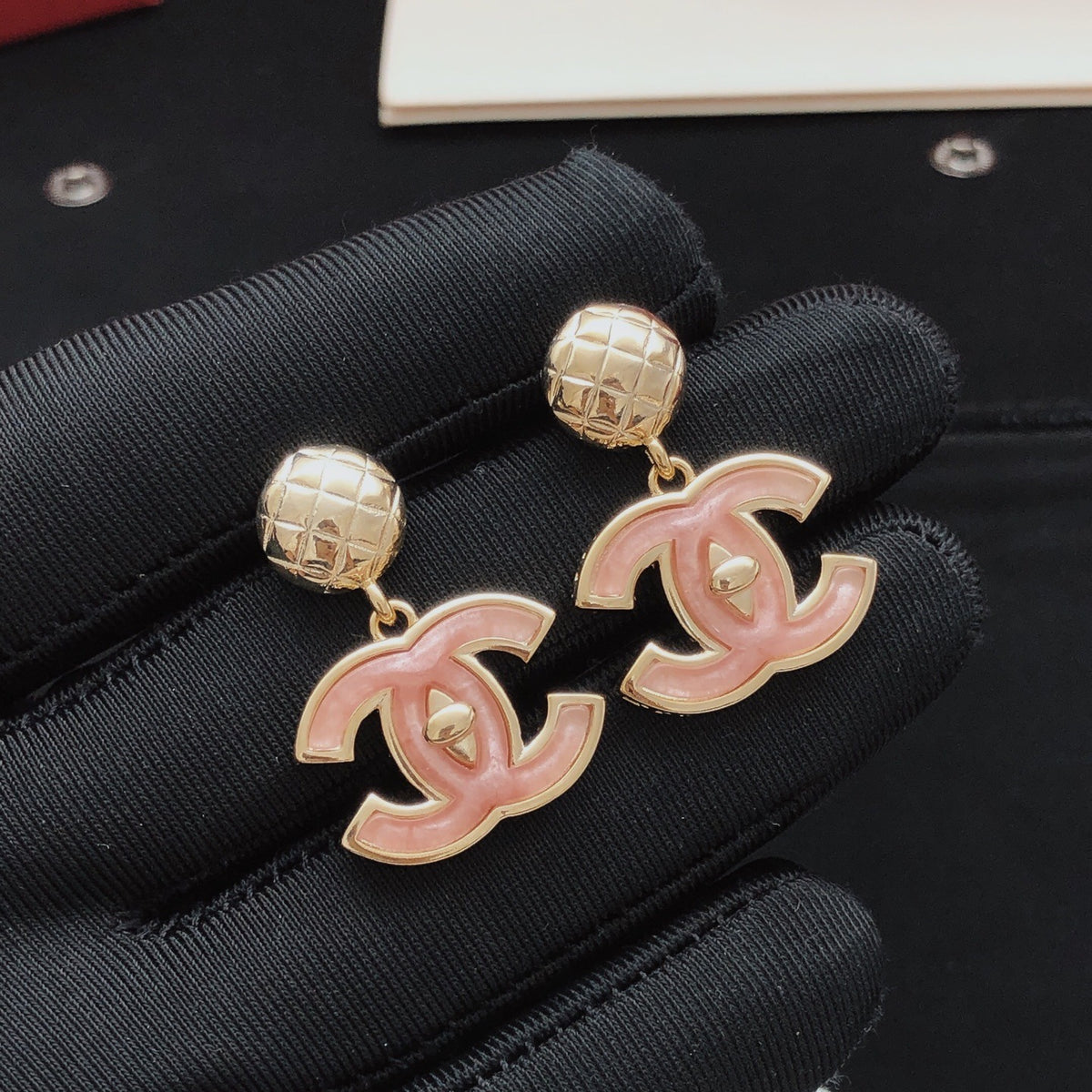 Chanel Pink Brass Earrings