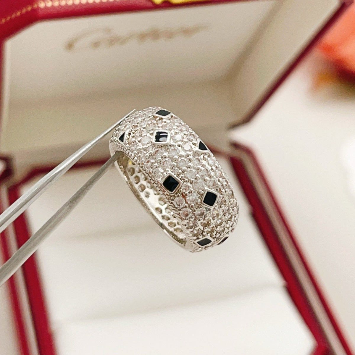 Cartier Silver Brass Leopard-Print Ring