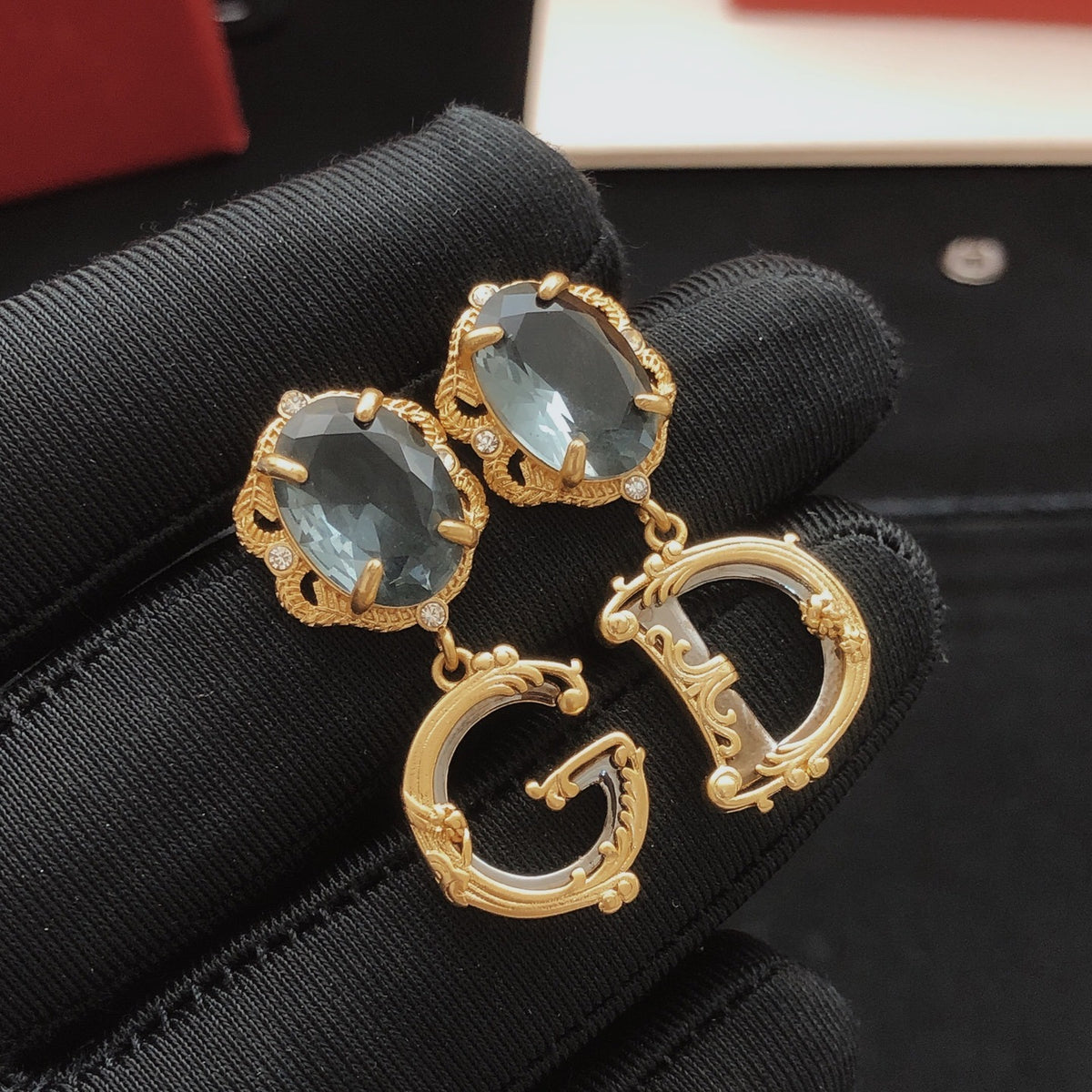 Unbranded Black Brass Logo Earrings
