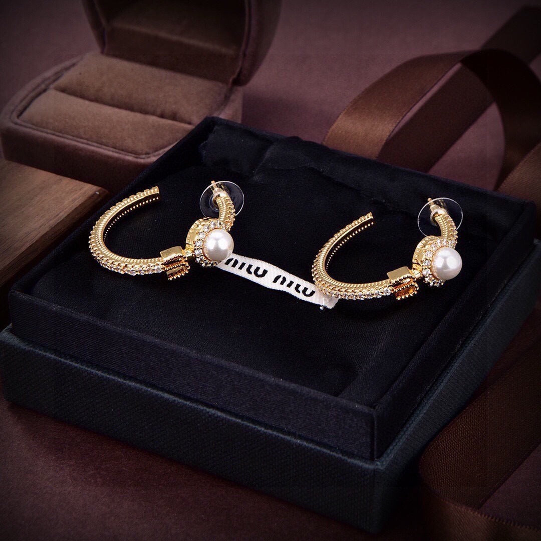 Miu Miu Brass Logo Earrings