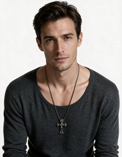 Chrome Hearts Sterling Silver Cross Necklace