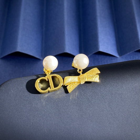 Dior Brass Bow Earrings