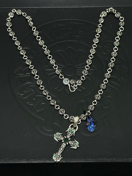 Chrome Hearts Sterling Silver Cross Necklace