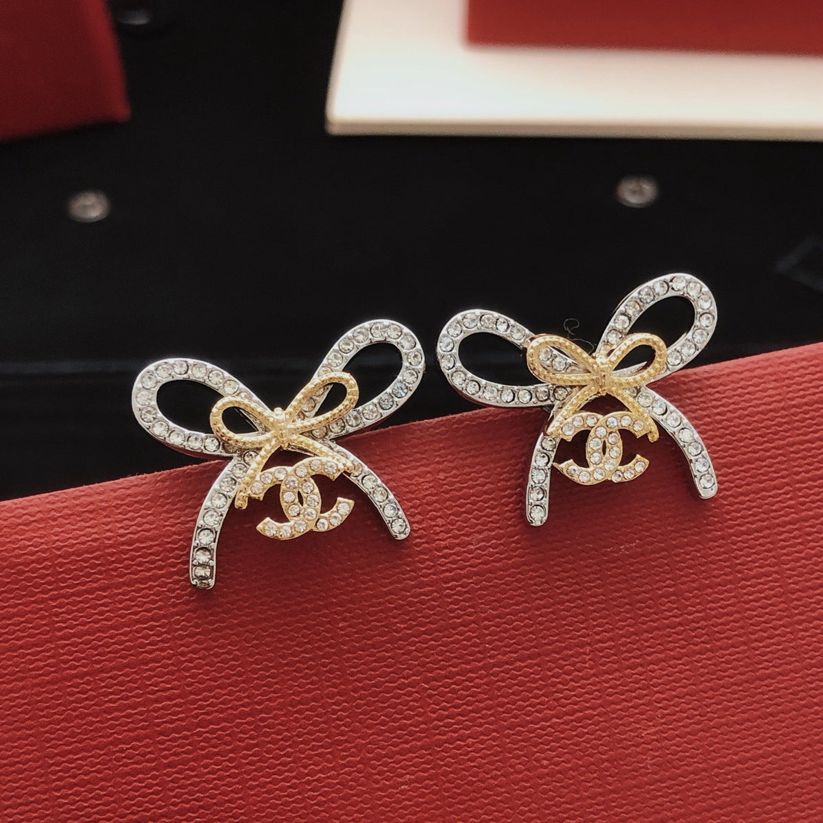Chanel Brass Bow Earrings