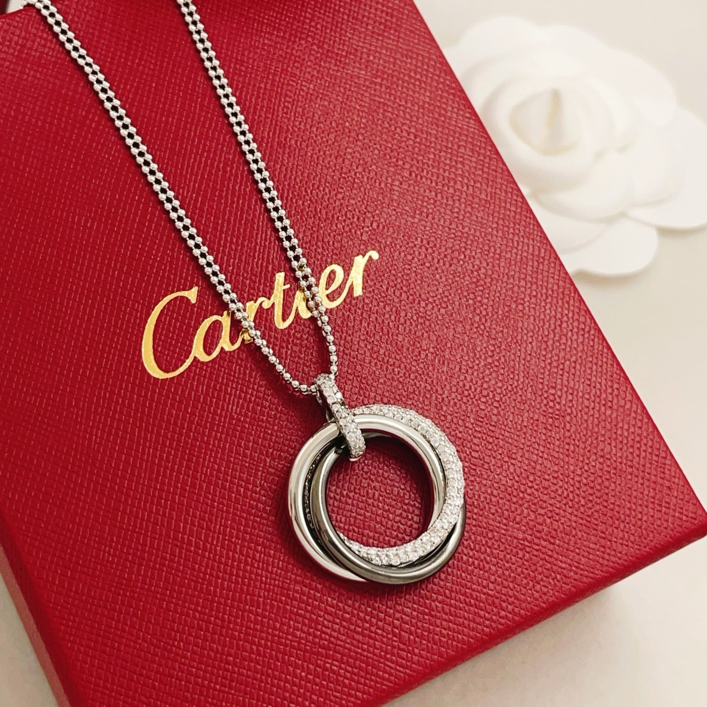 Cartier Silver Brass Colorblock Necklace
