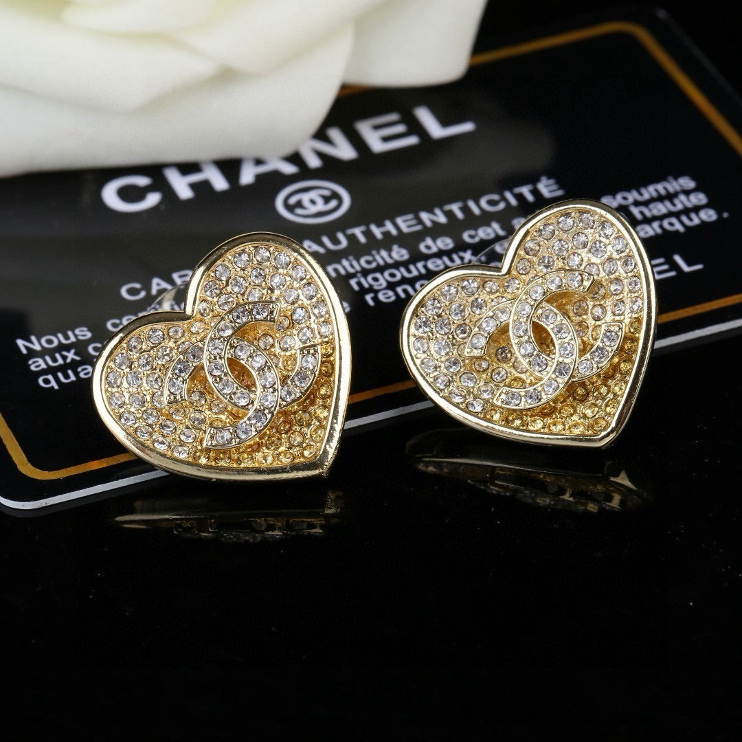 Chanel Brass Heart Earrings