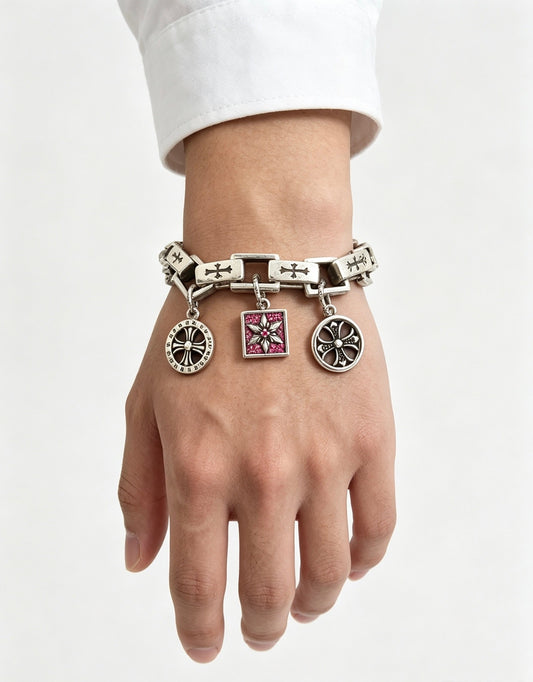 Chrome Hearts Sterling Silver Cross Bracelet