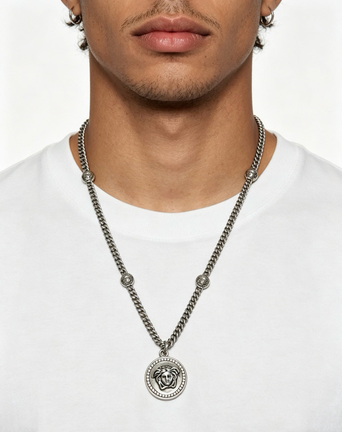 Versace Sterling Silver Chain Necklace