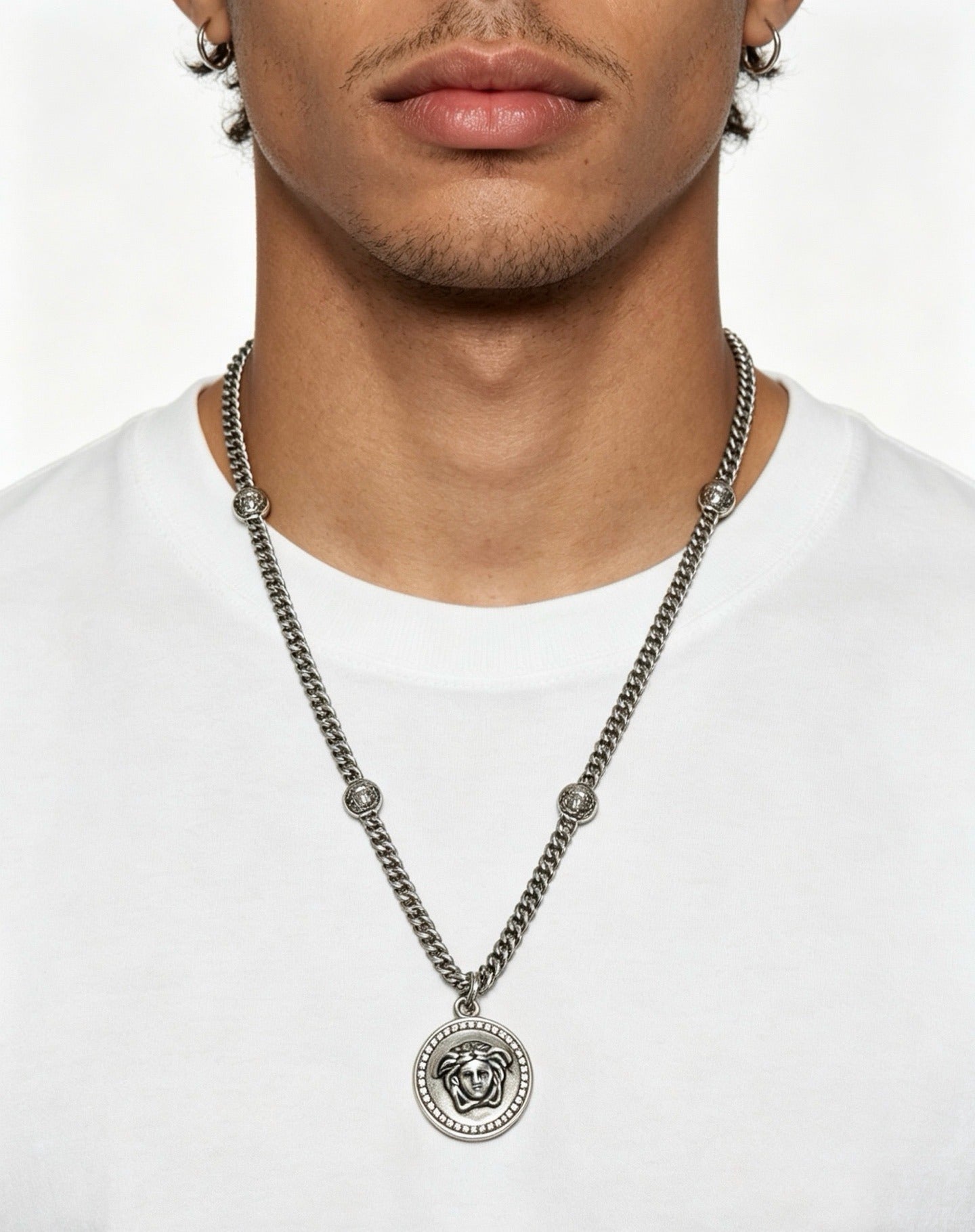 Versace Sterling Silver Chain Necklace