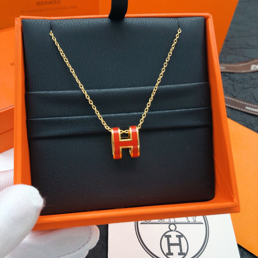 Hermes Red Brass Necklace