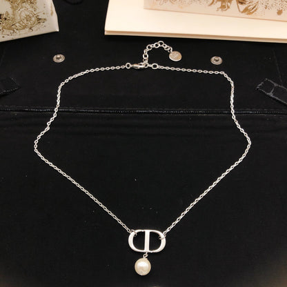 Dior Silver Brass Pearl Necklace