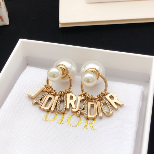 Dior Brass Logo Earrings