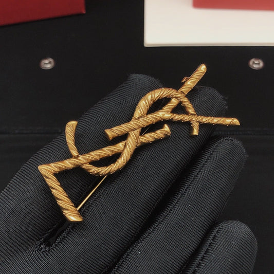 Saint Laurent Yellow Brass Brooch