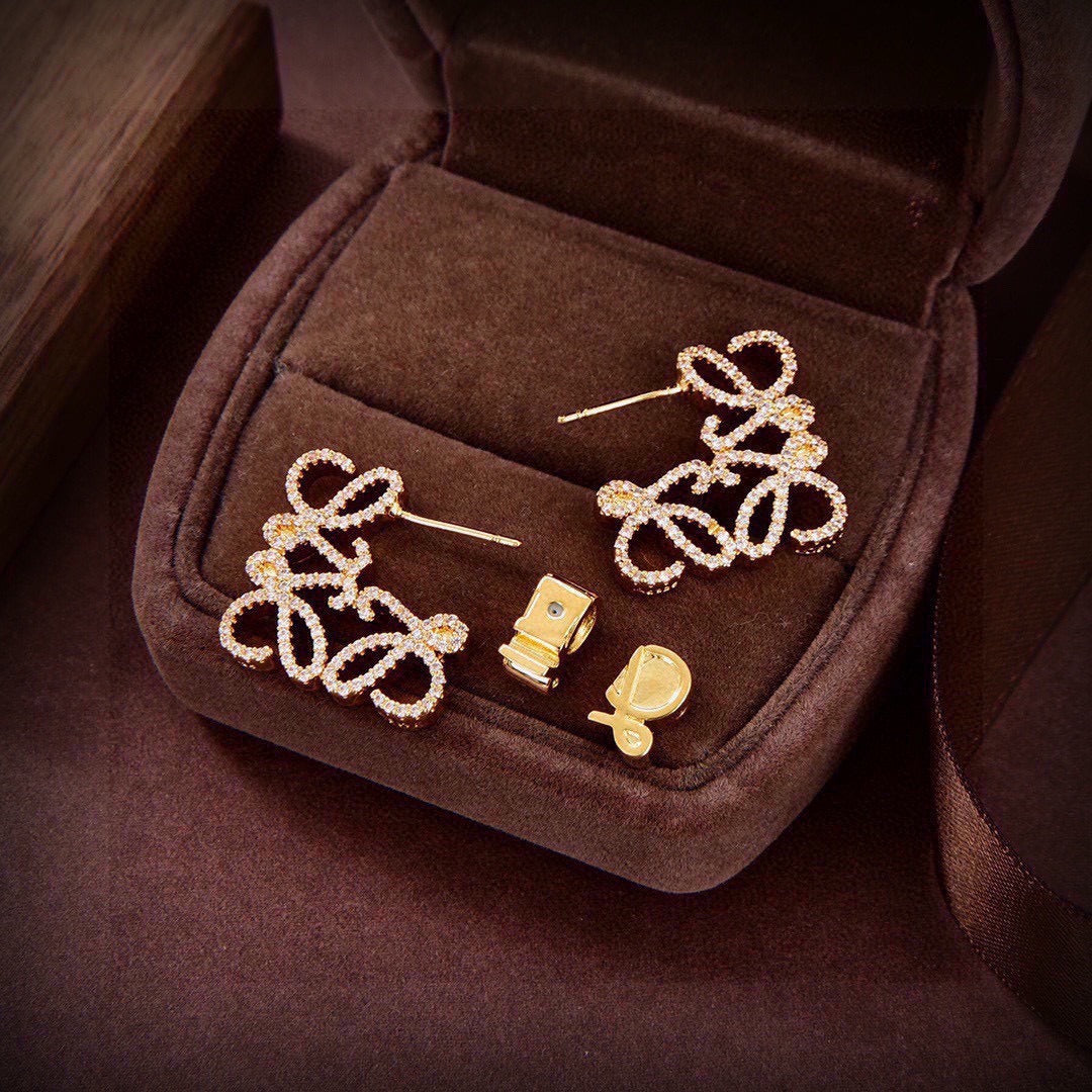 Loewe Brass Logo Earrings