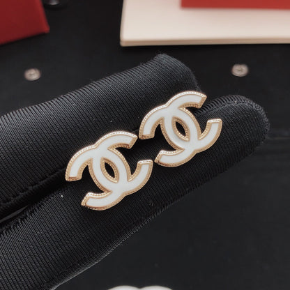 Chanel White Brass Earrings