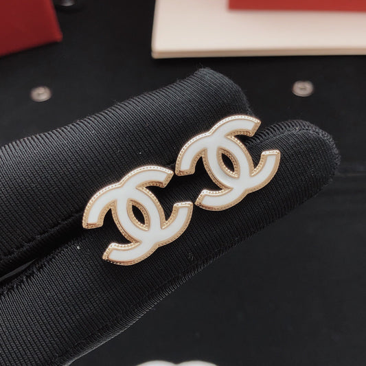 Chanel White Brass Earrings