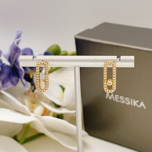 Messika Gold Brass Pave Earrings