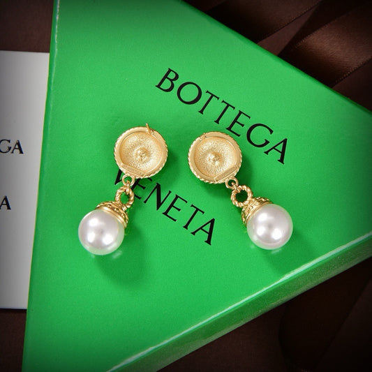 Bottega Veneta Brass Pearl Earrings