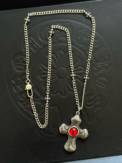 Chrome Hearts Sterling Silver Cross Necklace