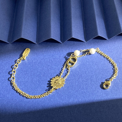 Dior Gold Brass Pearl Bracelet