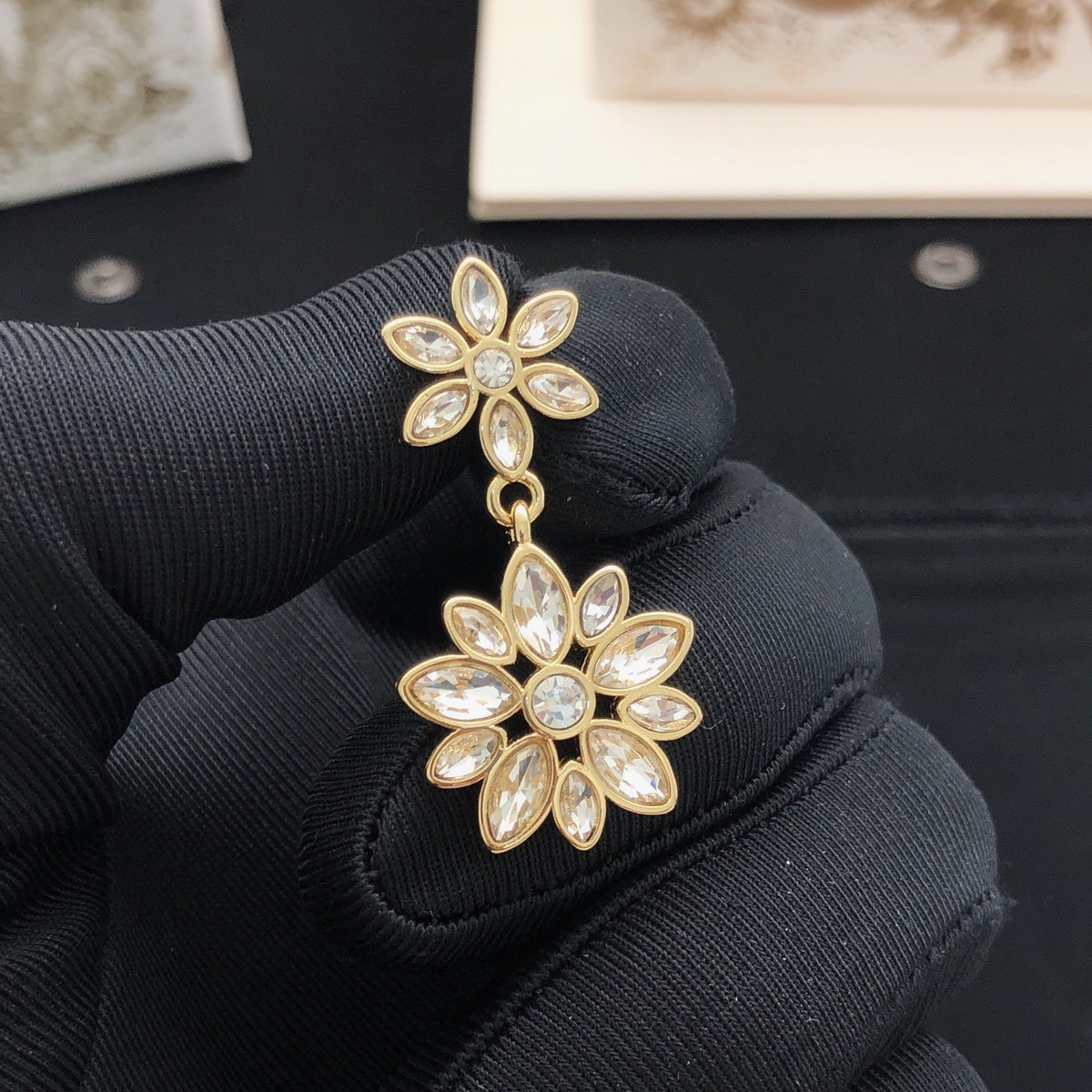 Dior Brass Floral Earrings