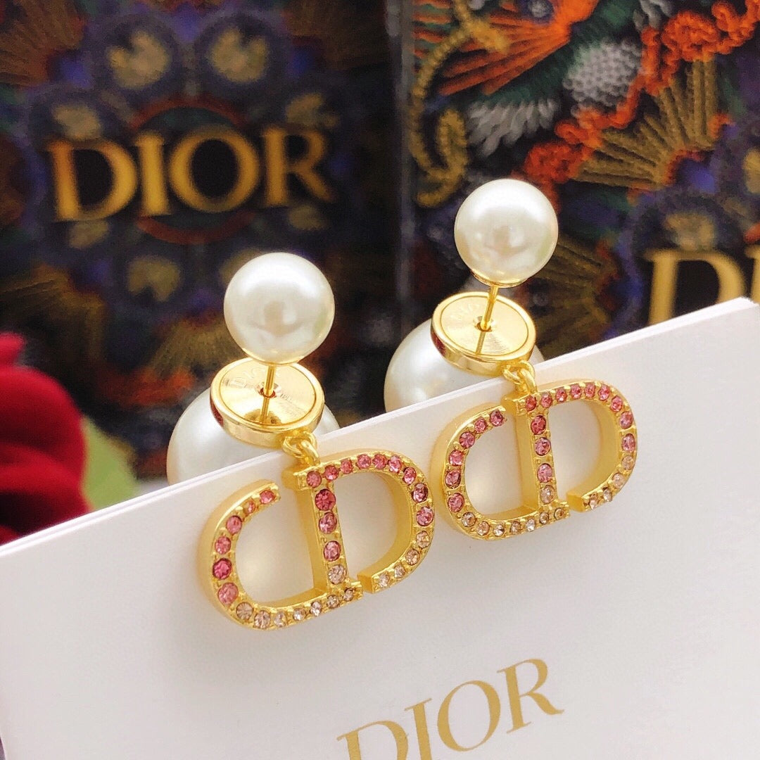 Dior Brass Pearl Earrings