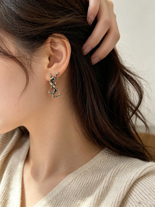 Saint Laurent Sterling Silver Vintage-Finish Earrings
