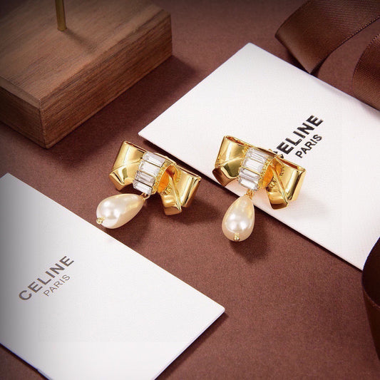 Celine Brass Bow Earrings