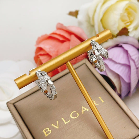 Bvlgari Silver Brass Serpent Earrings